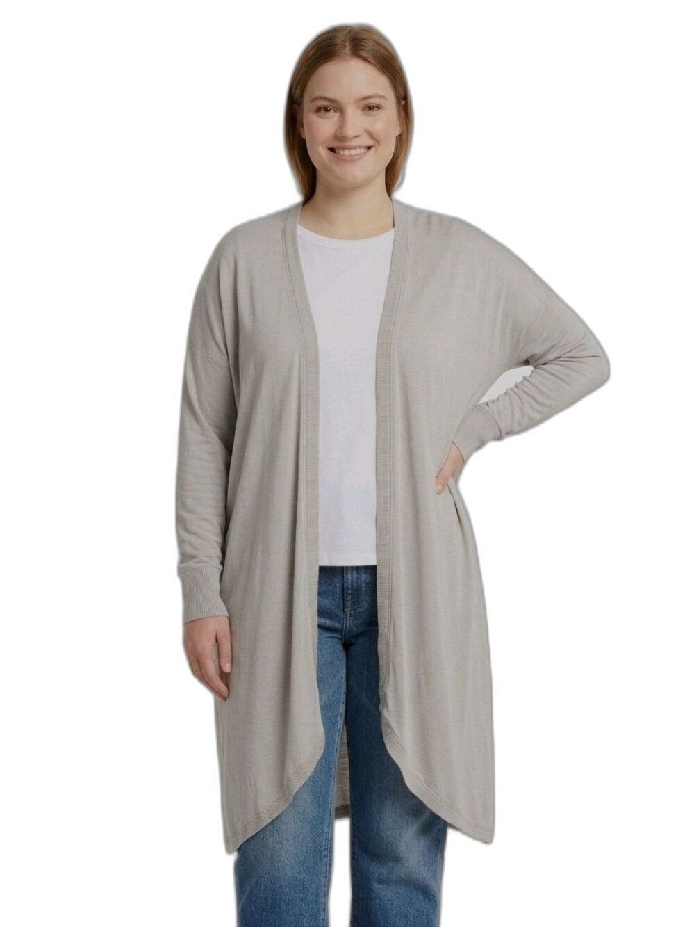 SUPER SOFT By Torrid Size 4 Beige Open Front Cardigan Sweater Long Slv 4X